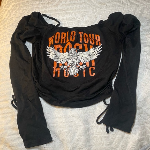 rock and roll black crop top long sleeve - Picture 2 of 2